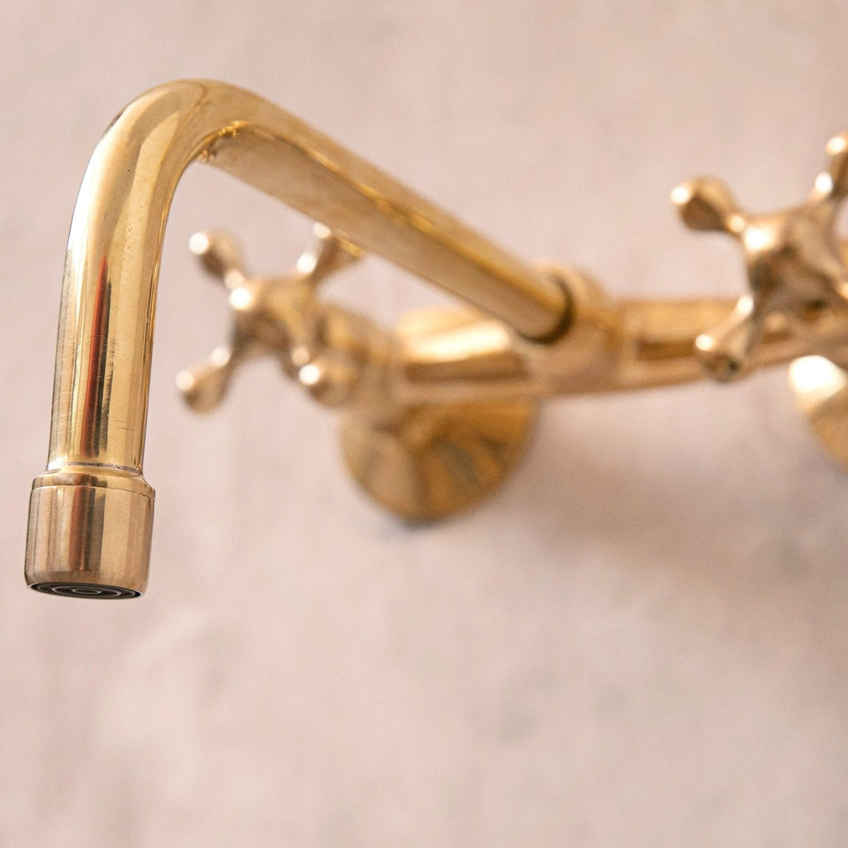 Unlacquered Brass Wall Mount Faucet for Bathroom and Kitchen - handcrafted luxury Kitchen Faucets for kitchen and bathroom interiors by Brooklyn Brass