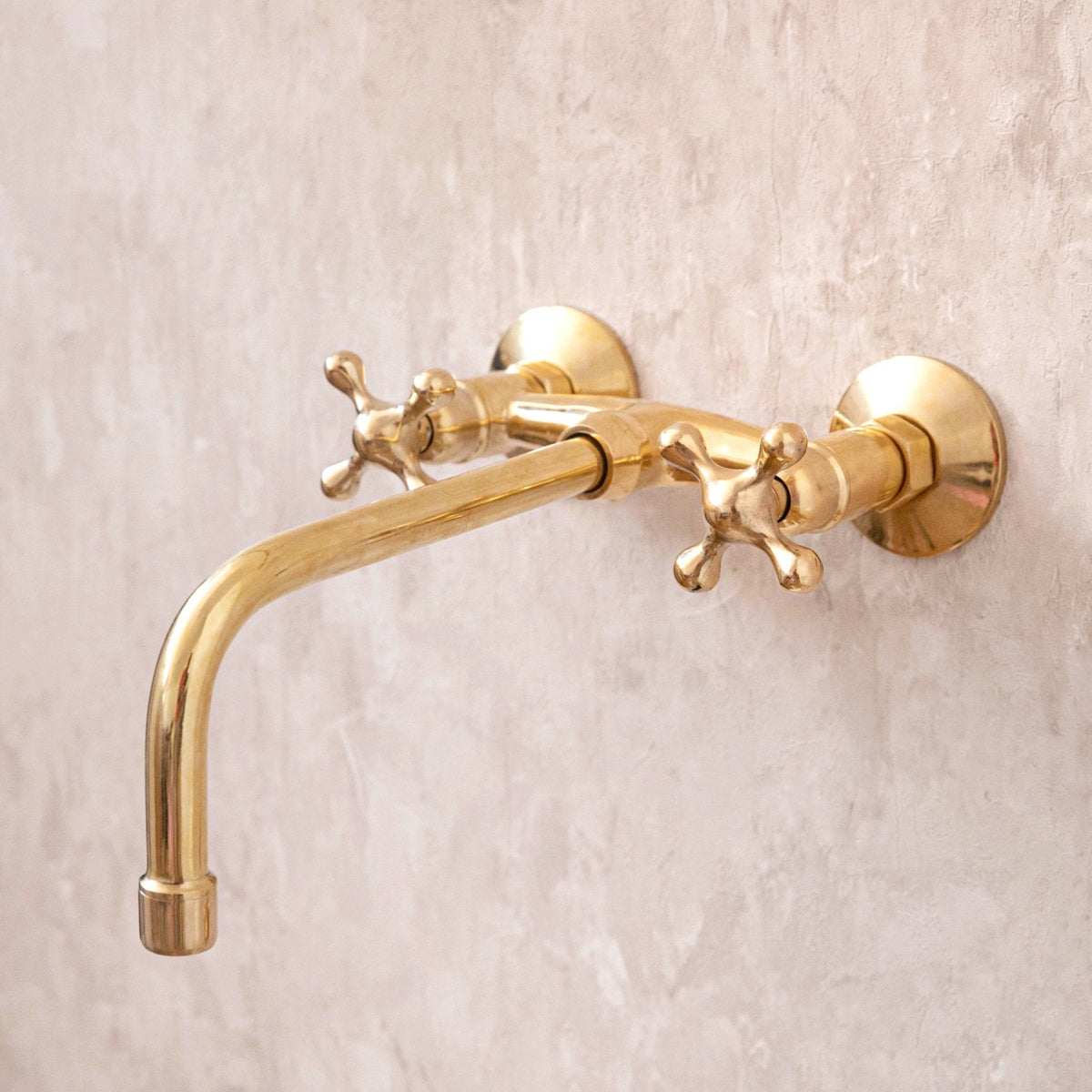 Unlacquered Brass Wall Mount Faucet for Bathroom and Kitchen - handcrafted luxury Kitchen Faucets for kitchen and bathroom interiors by Brooklyn Brass