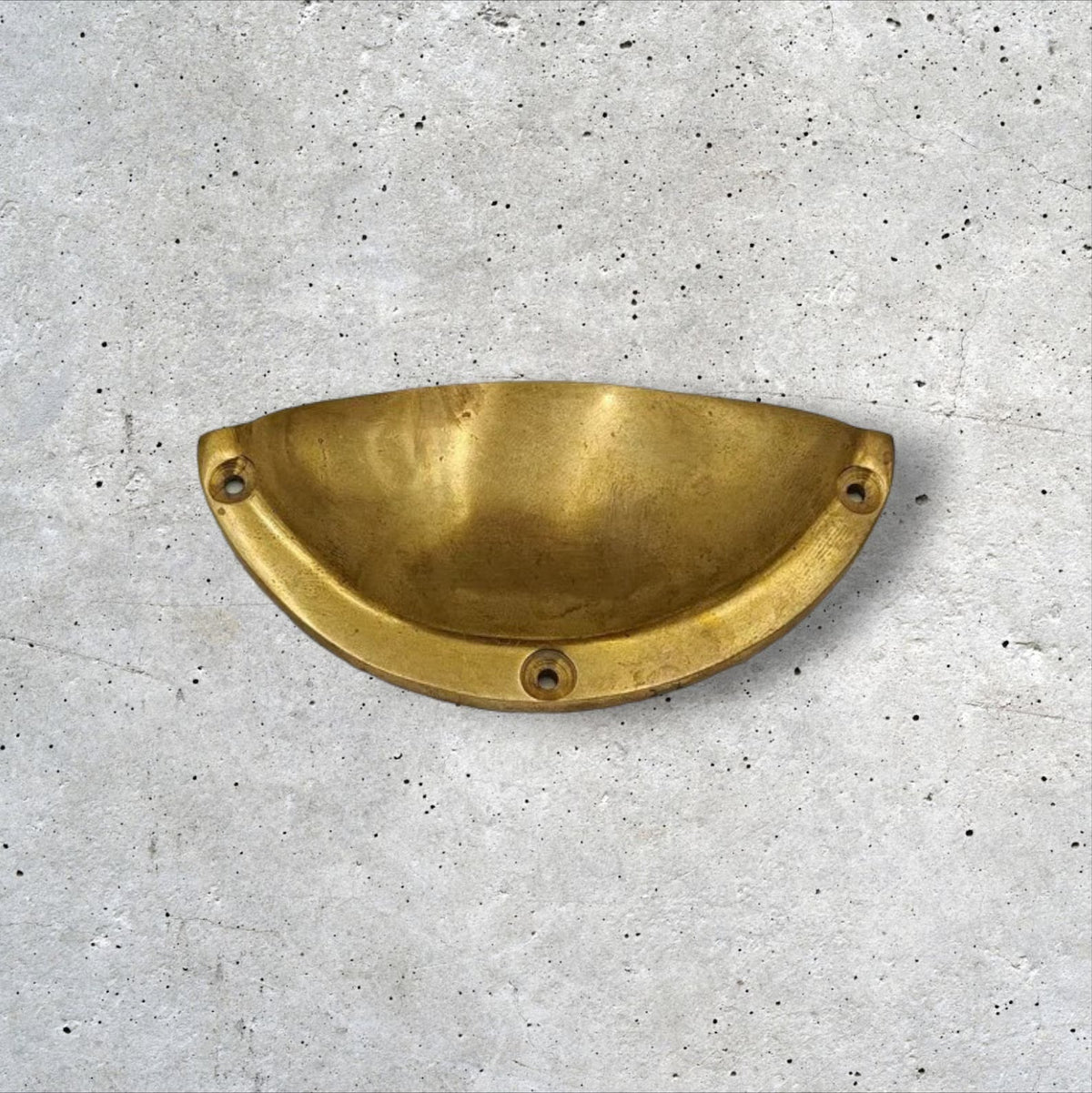 Unlacquered Solid Brass Cup Pull - handcrafted luxury Hardware and Drains for kitchen and bathroom interiors by Brooklyn Brass