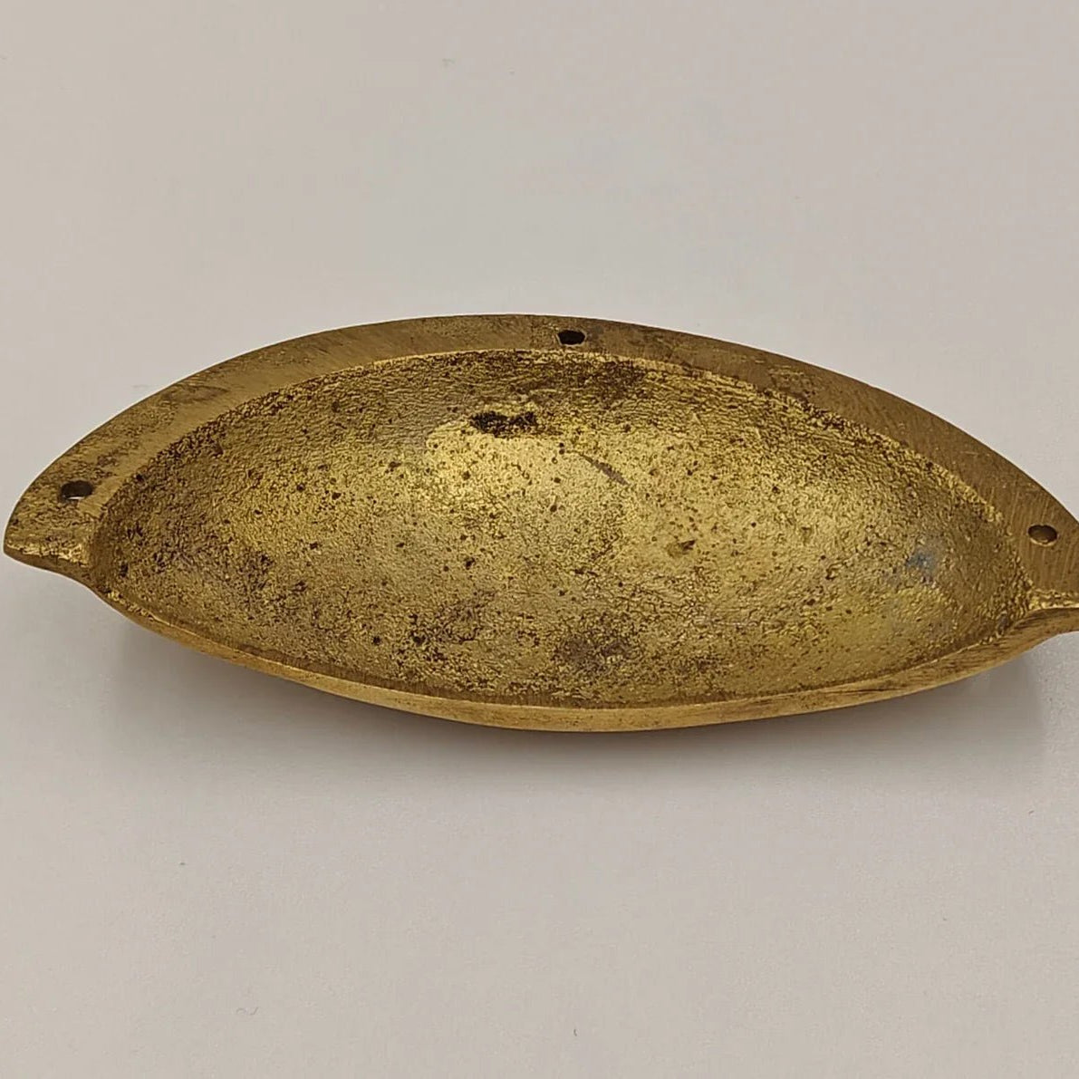 Unlacquered Solid Brass Cup Pull - handcrafted luxury Hardware and Drains for kitchen and bathroom interiors by Brooklyn Brass