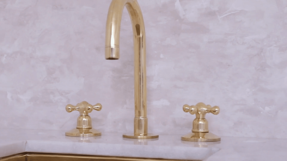 Unlacquered Solid Brass Deck Mounted Faucet - Brass 3 Hole Widespread Bathroom Tap - handcrafted luxury Bathroom Faucets for kitchen and bathroom interiors by Brooklyn Brass