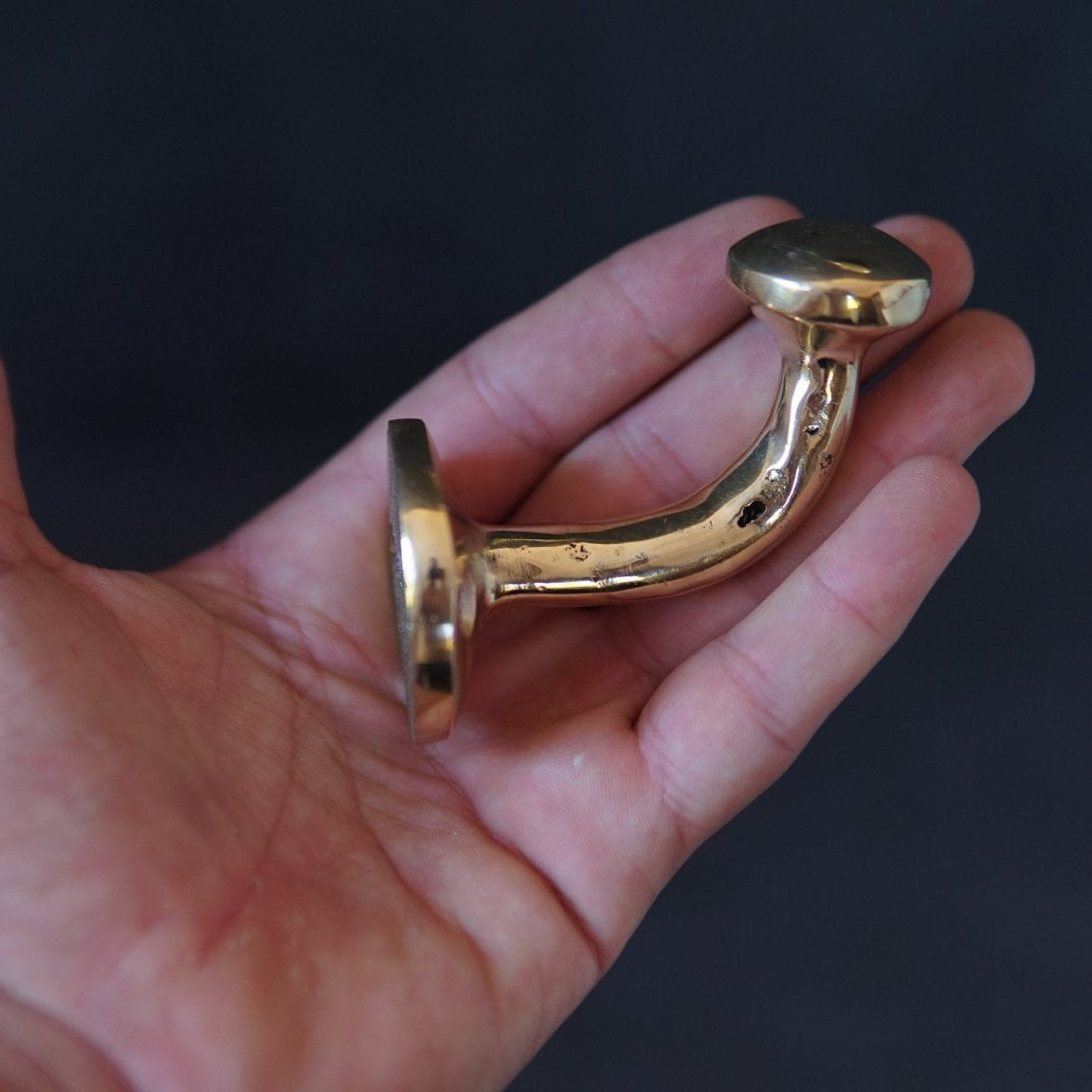 Unlacquered Solid Brass Hook, Multi Use Hook For Storage - handcrafted luxury Hardware and Drains for kitchen and bathroom interiors by Brooklyn Brass