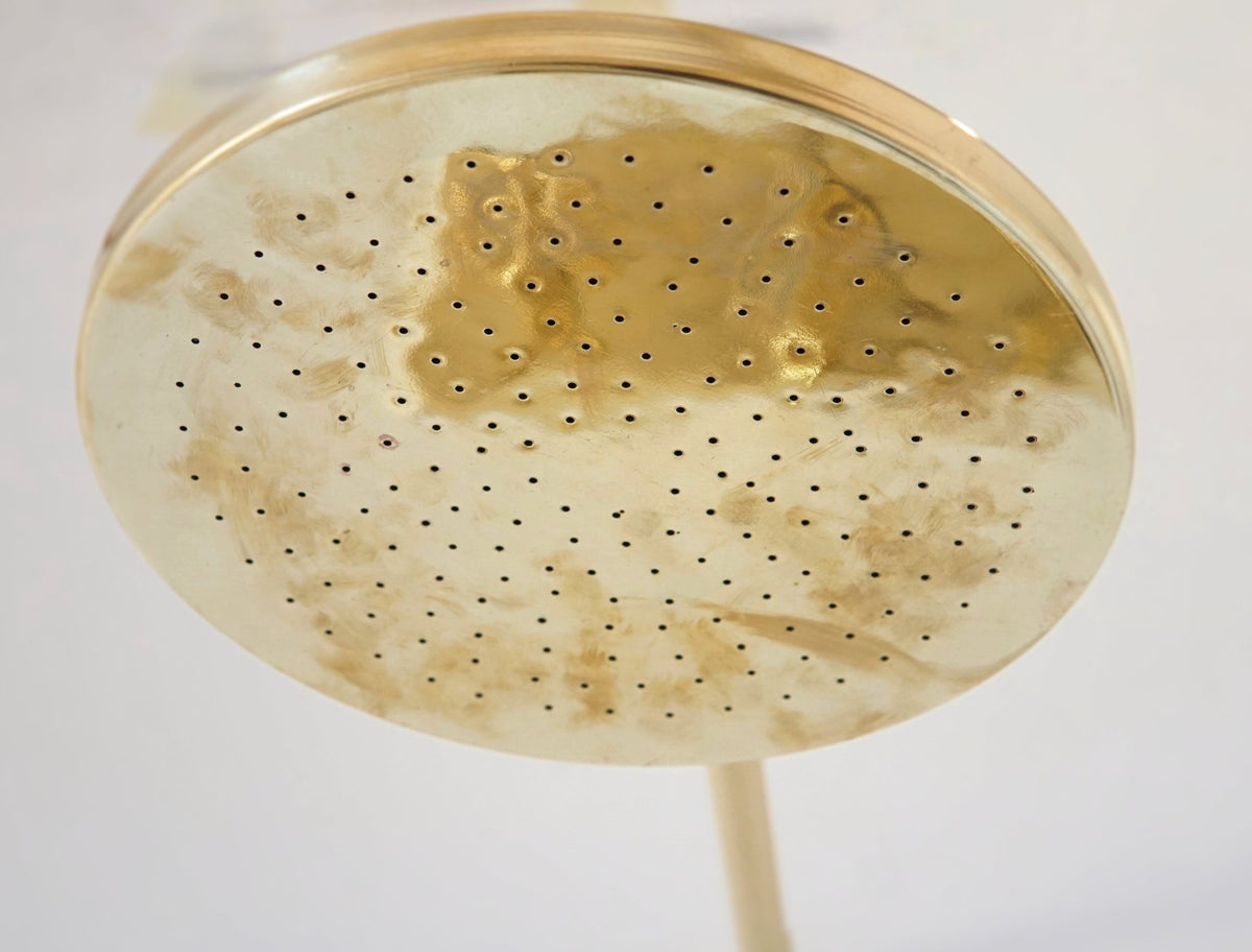 Unlacquered Solid Brass Rain Shower Head, Solid Brass Round Shower Head - handcrafted luxury Showers for kitchen and bathroom interiors by Brooklyn Brass