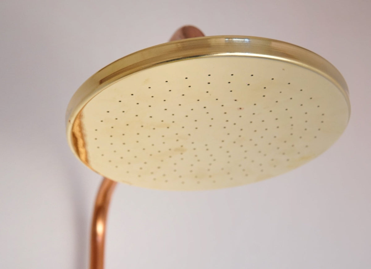 Unlacquered Solid Brass Rain Shower Head, Solid Brass Round Shower Head - handcrafted luxury Showers for kitchen and bathroom interiors by Brooklyn Brass