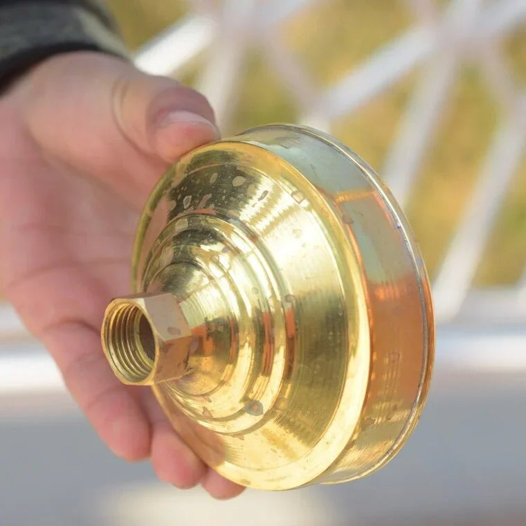 Unlacquered Solid Brass Rain Shower Head, Vintage Showerhead, Works Outdoor - handcrafted luxury Shower Systems for kitchen and bathroom interiors by Brooklyn Brass