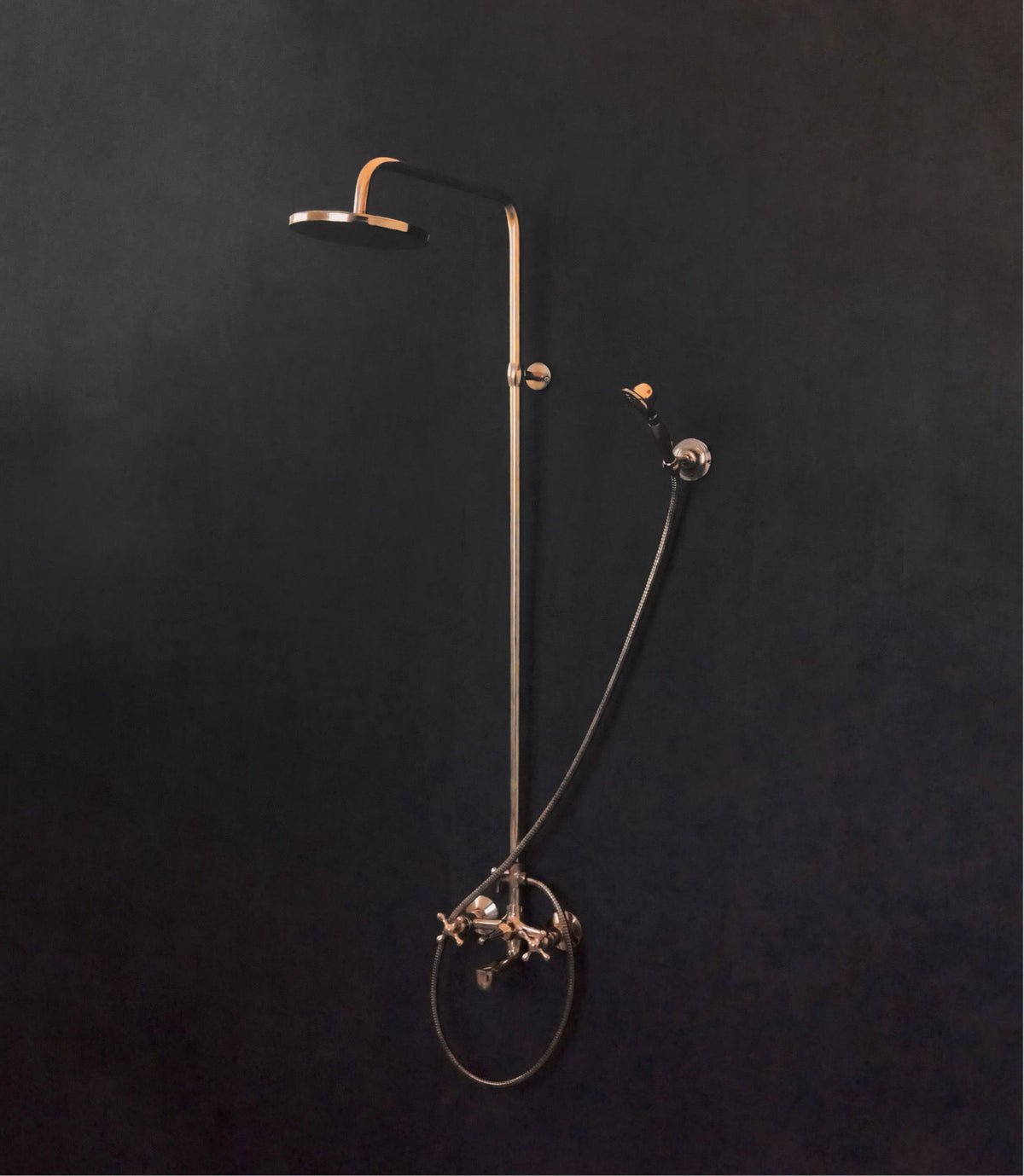 Unlacquered Solid Brass Shower, Shower System With Tub Filler - handcrafted luxury Showers for kitchen and bathroom interiors by Brooklyn Brass
