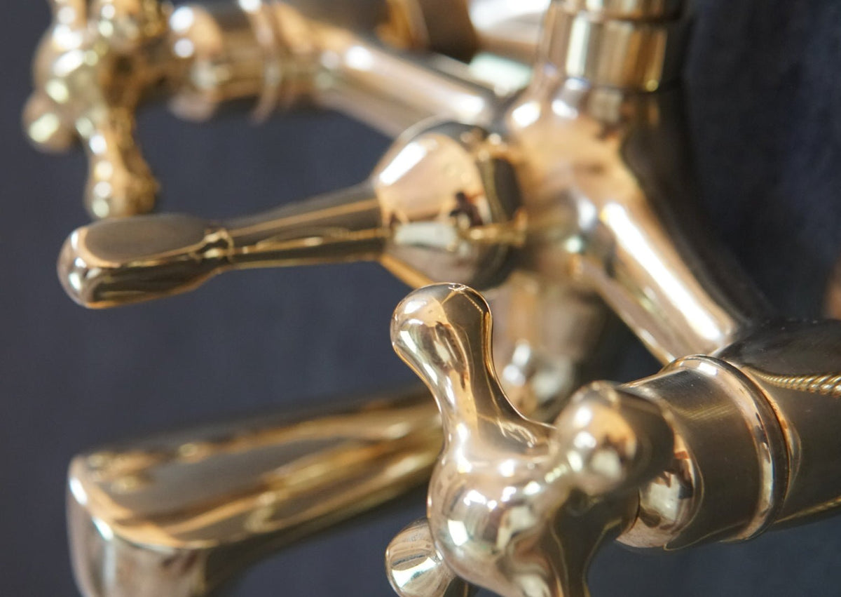 Unlacquered Solid Brass Shower, Shower System With Tub Filler - handcrafted luxury Showers for kitchen and bathroom interiors by Brooklyn Brass