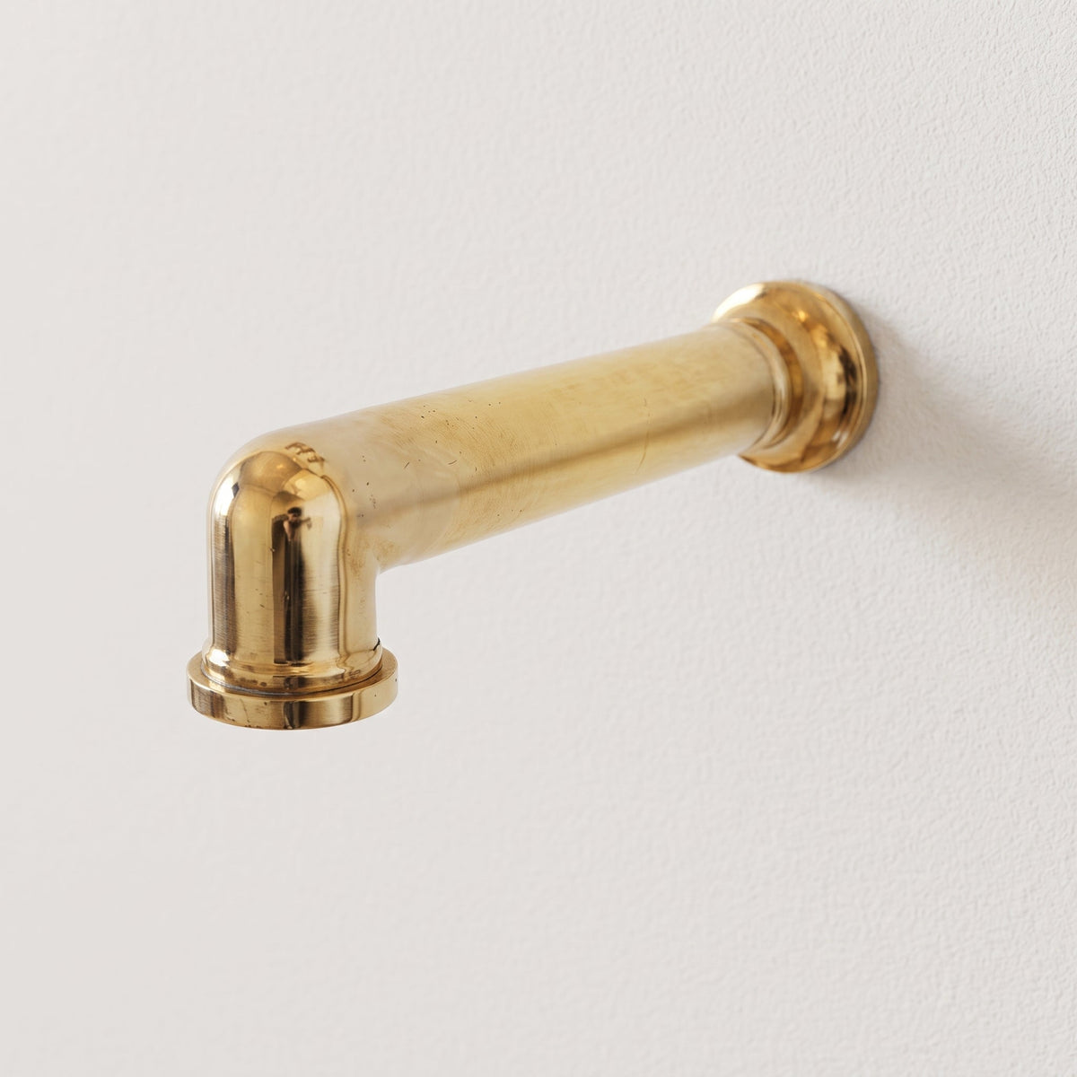 Unlacquered Solid Brass Shower System, High Pressure Curved Arm - handcrafted luxury Showers for kitchen and bathroom interiors by Brooklyn Brass