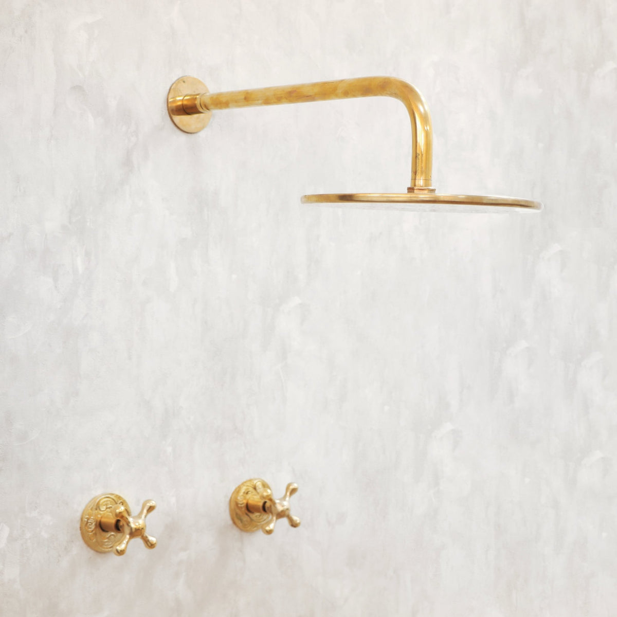 Unlacquered Solid Brass Shower System - handcrafted luxury Showers for kitchen and bathroom interiors by Brooklyn Brass
