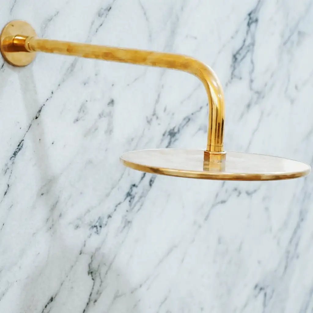 Unlacquered Solid Brass Shower System - handcrafted luxury Showers for kitchen and bathroom interiors by Brooklyn Brass