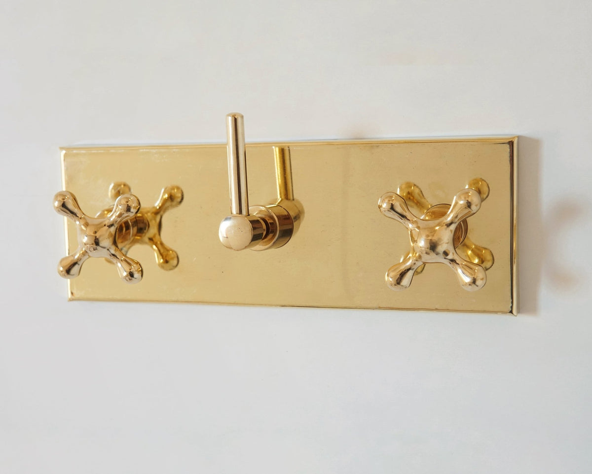Unlacquered Solid Brass Shower System, Rainfall And Handheld Shower Set - handcrafted luxury Showers for kitchen and bathroom interiors by Brooklyn Brass