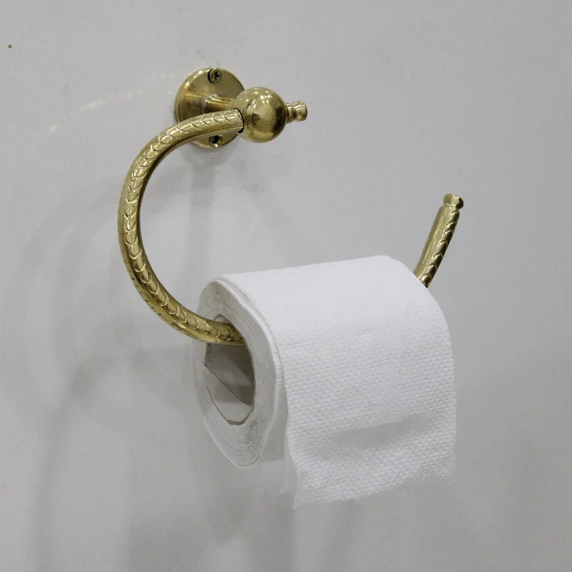 Unlacquered Solid Brass Toilet Paper Holder - handcrafted luxury Hardware and Drains for kitchen and bathroom interiors by Brooklyn Brass