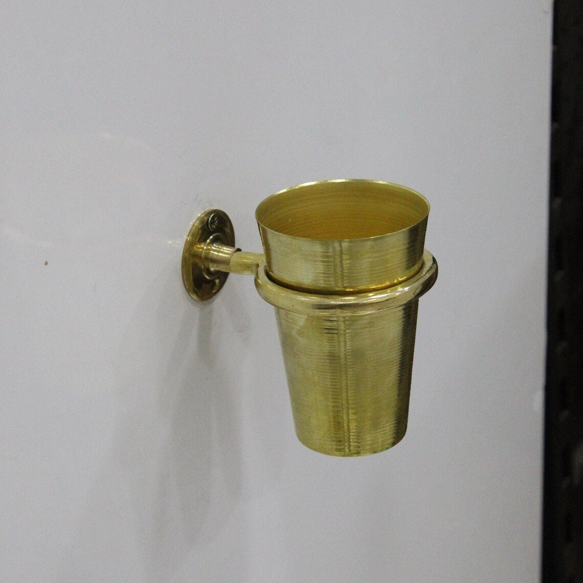 Unlacquered Solid Brass Tooth Brush Holder - handcrafted luxury Hardware and Drains for kitchen and bathroom interiors by Brooklyn Brass