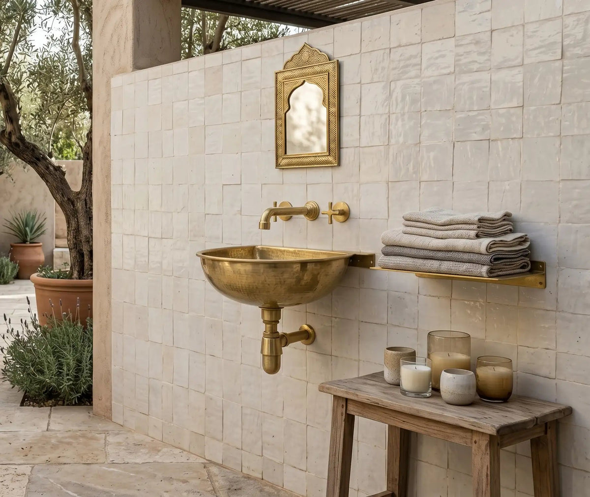 Vintage Brass Wall Mounted Sink with Unlacquered Brass Faucet - handcrafted luxury Bathroom Sinks for kitchen and bathroom interiors by Brooklyn Brass
