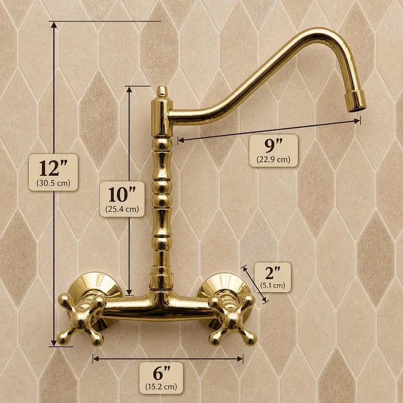 Wall Mounted Brass Antique Faucet for Bathroom and Kitchen - handcrafted luxury Kitchen Faucets for kitchen and bathroom interiors by Brooklyn Brass