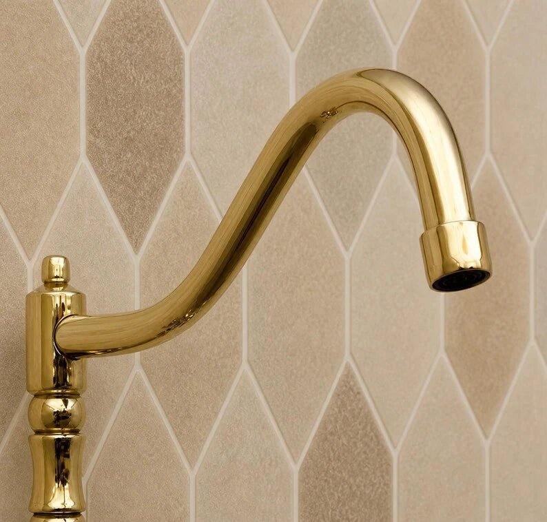 Wall Mounted Brass Antique Faucet for Bathroom and Kitchen - handcrafted luxury Kitchen Faucets for kitchen and bathroom interiors by Brooklyn Brass
