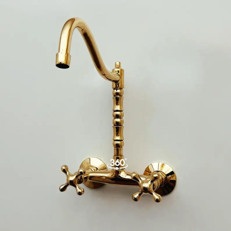 Wall Mounted Brass Antique Faucet for Bathroom and Kitchen - handcrafted luxury Kitchen Faucets for kitchen and bathroom interiors by Brooklyn Brass