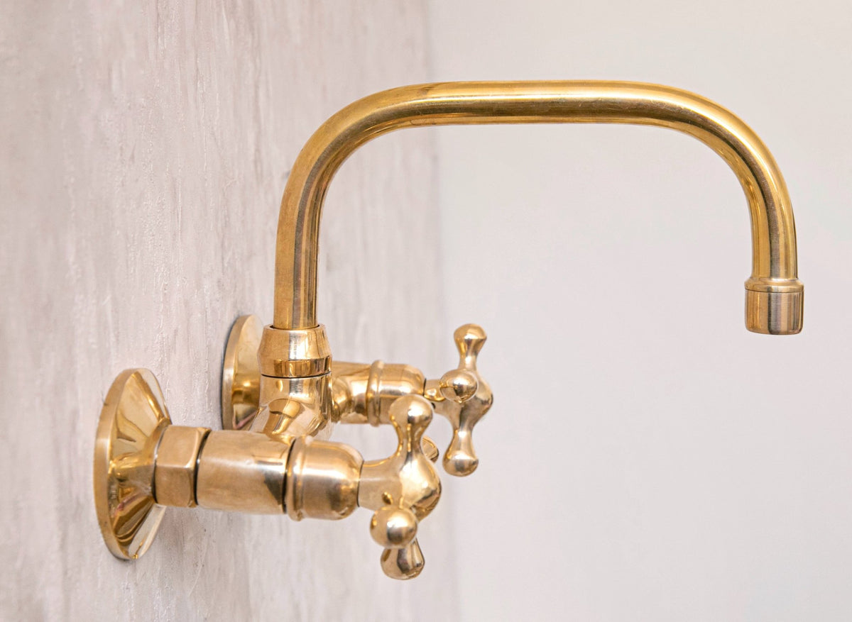 Wall Mounted Solid Brass Faucet For Bathroom and Kitchen - handcrafted luxury Kitchen Faucets for kitchen and bathroom interiors by Brooklyn Brass