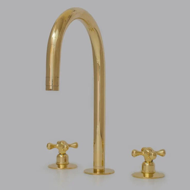 Widespread 3 Holes Solid Brass Faucet, Antique Brass Kitchen Deck Mounted Faucet (Copy) - handcrafted luxury Kitchen Faucets for kitchen and bathroom interiors by Brooklyn Brass