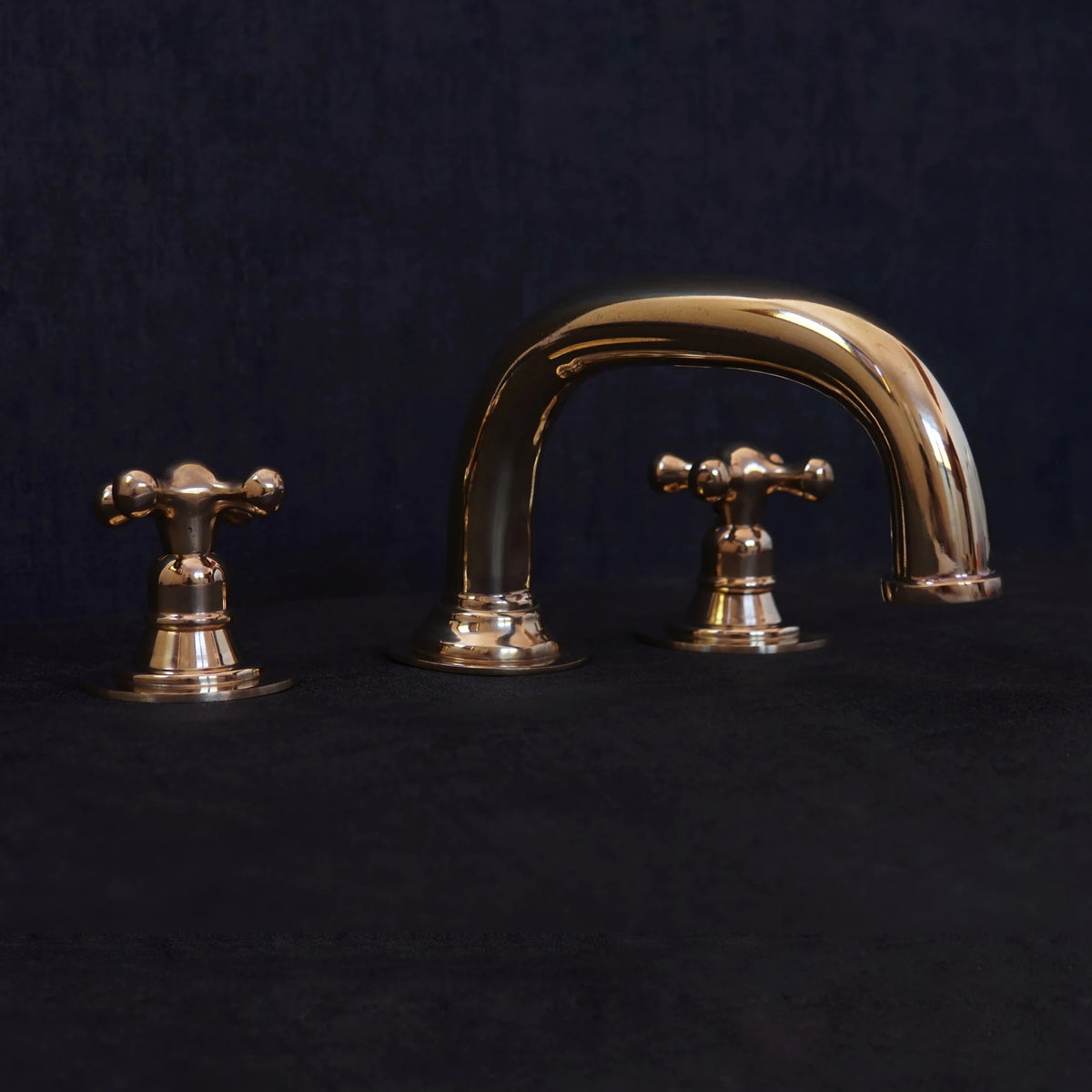 Widespread 3 Holes Solid Unlacquered Brass Faucet, Antique Brass Bathroom Tap - handcrafted luxury Bathroom Faucets for kitchen and bathroom interiors by Brooklyn Brass