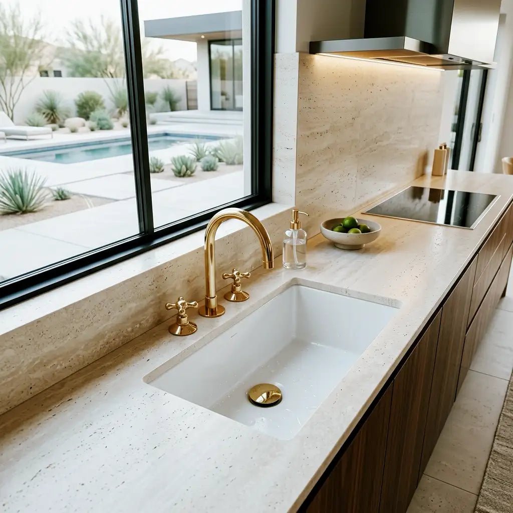 Widespread 3 Holes Solid Unlacquered Brass Faucet, Vanity Sink Bathroom Tap - handcrafted luxury Bathroom Faucets for kitchen and bathroom interiors by Brooklyn Brass
