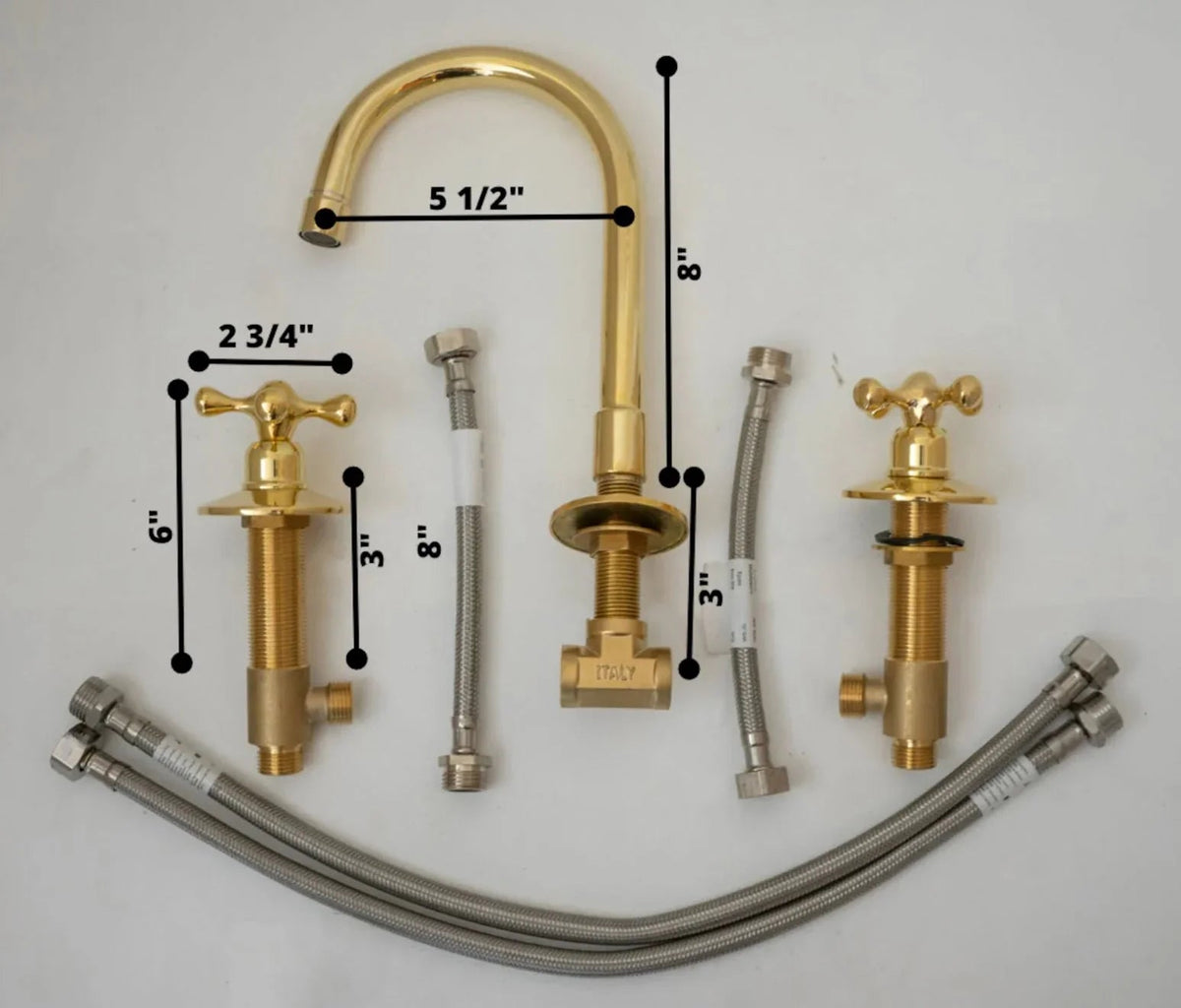 Widespread 3 Holes Solid Unlacquered Brass Faucet, Vanity Sink Bathroom Tap - handcrafted luxury Bathroom Faucets for kitchen and bathroom interiors by Brooklyn Brass